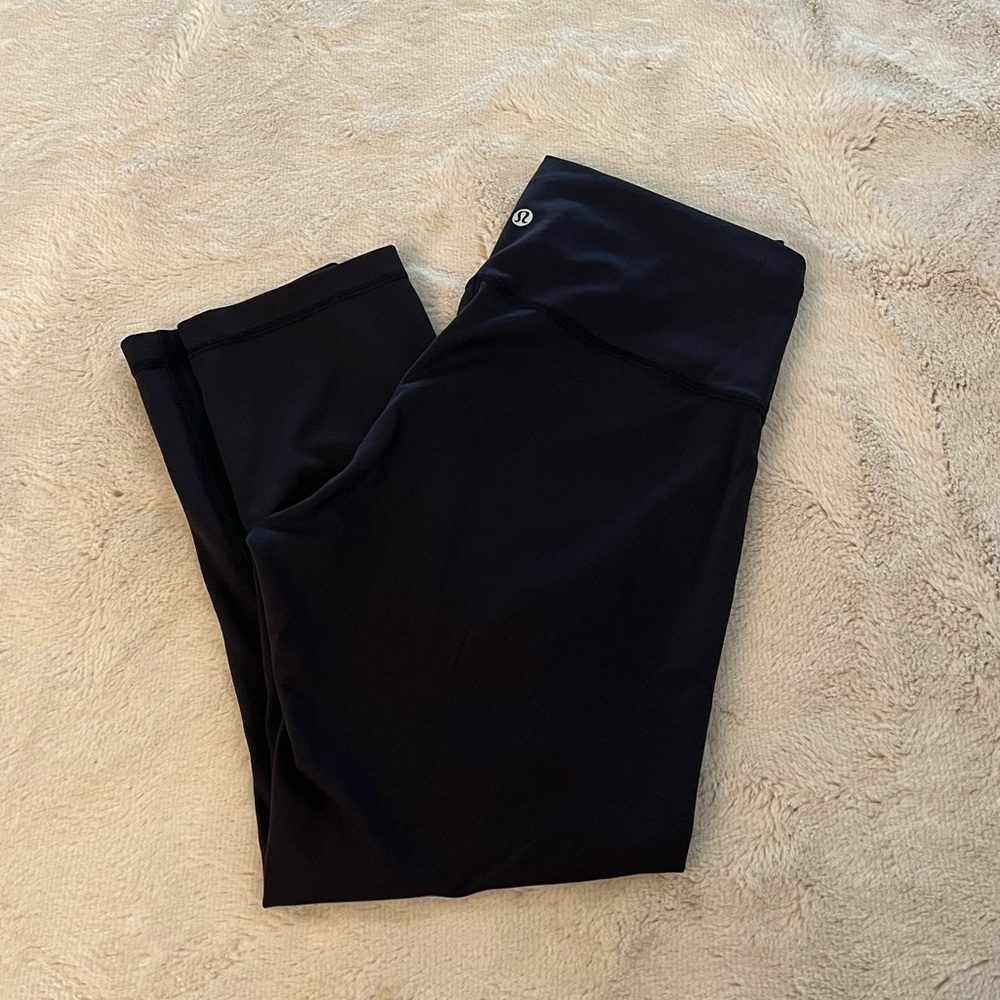 🧘‍♀️🖤 Lululemon Black Wunder Train High Rise Crop Yoga Pant Leggings Size 10
